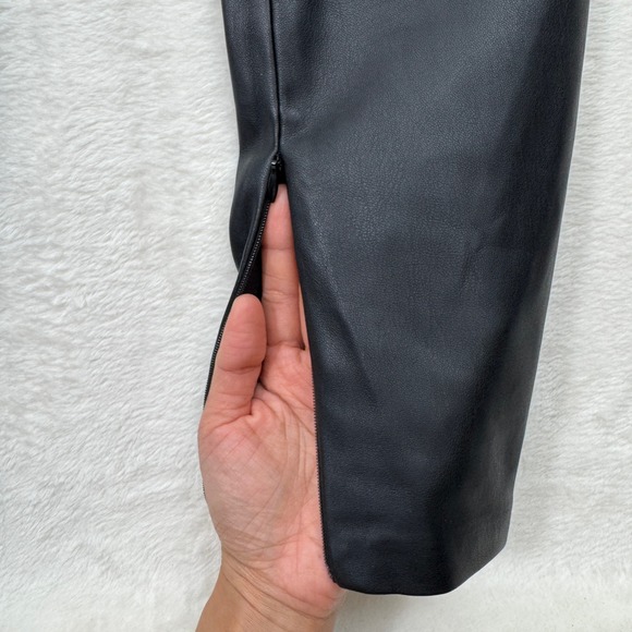 Zara Leggings Womens S Black Trafaluc Faux Leather High Rise Skinny Ankle Zip - Picture 8 of 13